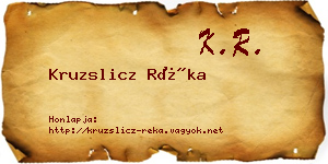 Kruzslicz Réka névjegykártya
